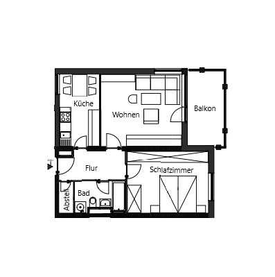 Helle 2-Zimmer Wohnung im 11. OG mit Balkon in Würzburg-Sanderau