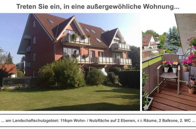 COURTAGEFREI! '98 Rotklinker / 4,5 Räume / 118qm Wohn-nutzfläche auf 2 Ebenen / 2 Balkone / 2. WC