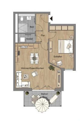 Schöne 2-Zimmer-Wohnung in Braunschweig mit Balkon