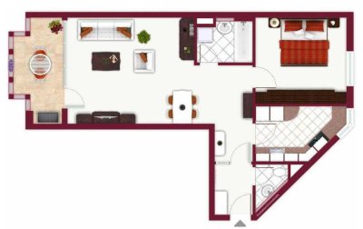 Ruhige 2-Raum-Wohnung mit Balkon und Einbauküche direkt beim Gerber