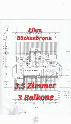 3,5-Zimmer Wohnung in Pforzheim-Büchenbronn, 3 Balkone