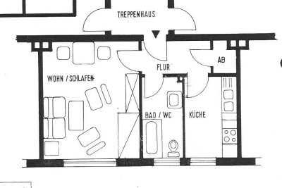 1-Zimmer-Wohnung mit Wohnküche in Nürnberg Steinbühl