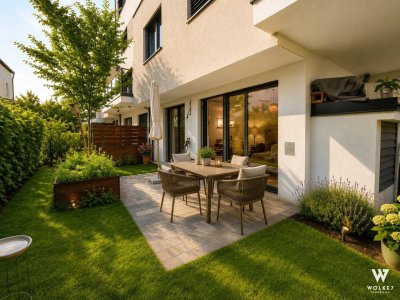 Sonnige Neubau-Gartenwohnung mit Terrasse &amp; Garten | Exklusive Ausstattung | Nähe U2