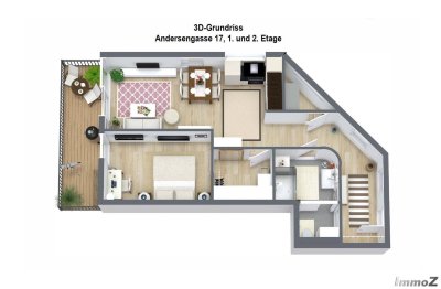 Vollmöblierte 2-Zimmer-Wohnung zur befristeten Kurzzeitmiete (6 Monate): Graz-Liebenau