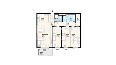 Gut geschnittene 4 Zimmer Wohnung