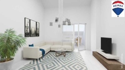 **mit Video** Wohnung mit Dachterrasse,
hohe Decken + INKL. Autostellplatz