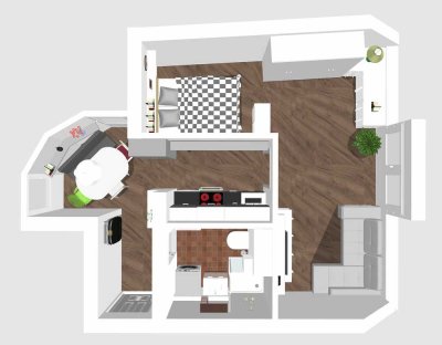 1,5-Zimmer-Appartement, modern möbliert, provisionsfrei direkt vom Eigentümer