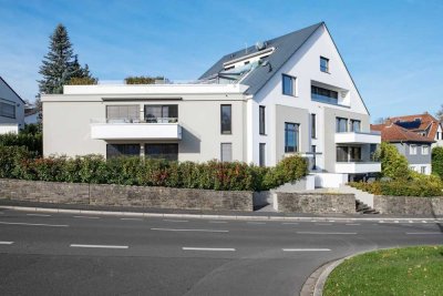 Penthouse in klarer Architektur, Petersbergblick, zwei Terrassen und Tiefgarage