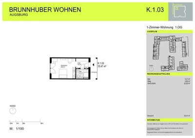Helles 1-Zimmer Loft in Augsburg-Oberhausen