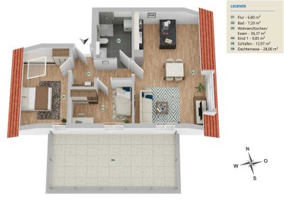 Premium-Wohnkomfort – 3-Zimmer-Dachterrasse im Stadtgrün (WE 08)