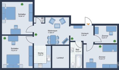 Gut geschnittene 5-Zimmer Anleger-Wohnung - ideal für 4 Studenten