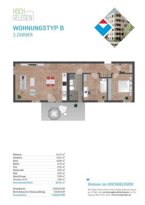 Modernes Wohnen im Hochgelegen! Attraktive 3 -Zimmer-Wohnung