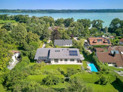Familienvilla mit Pool, luftigem Strandhausflair, Seeblick, Lift und Einliegerwohnung in Seenähe