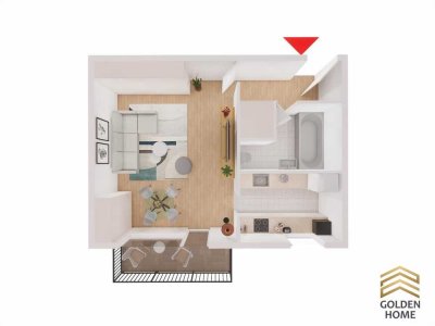 Kompakt, hochwertig, komfortabel – 1-Zimmer-Wohnung mit Balkon