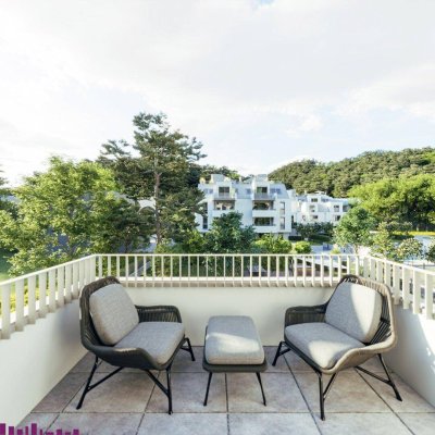 Abkühlen im hauseigenen Pool .... Ihre Traumwohnung mit Terrasse oder Garten und Fernblick Nähe Maurer Wald PROVISIONSFREI !!
