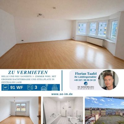 Helle und neu sanierte 3- Zimmer Whg. mit großer Dachterrasse und Stellplatz in zentraler Lage