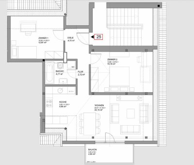 Helle 3-Zimmer-Dachgeschosswohnung mit Süd-Balkon
