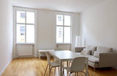 Lichtdurchflutete, neu möblierte 2-Zimmer-Altbauwohnung inkl. Garage - Nähe Mariahilfer Straße