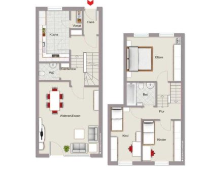 Maisonette mit Reihenhauscharakter: Eigener Zugang, Garten und Keller