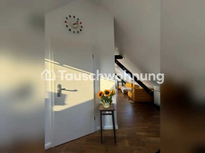 Tauschwohnung: Maisonette Wohnung mit Balken, Terrasse und Echtholzboden
