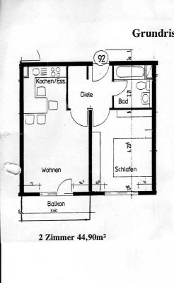 Von Privat - 2-Zimmer-Wohnung mit Balkon in Mannheim