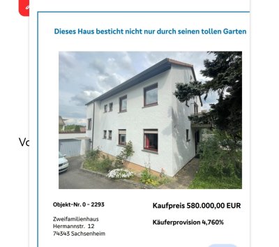 Gepflegtes 2 Familienhaus in Sachsenheim günstig zu verkaufen