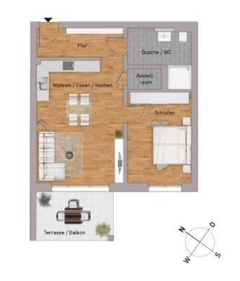 Exklusive 2-Zimmer-Wohnung Erstbezug - Fischgrätpakett, Einbauküche, großer S-W Balkon, barrierefrei