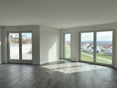 Frei -- Erstbezug- Luxuriöse 3,5-Raum-Wohnung mit Fernblick, Balkon und Einbauküche in Ulm Weststadt