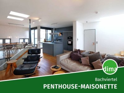 Stylische Penthouse-Maisonette im Denkmal mit Dachterrasse, Loggien, Kamin, Einbauküche, Lift u.v.m.
