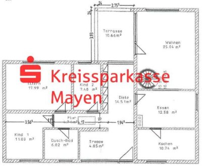 Große Maisonettewohnung incl. Terrasse, Garten , Garage und Carport.