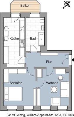 Leipzig Leutzsch- 2 Zimmer Wohnung mit Balkon - frei ab sofort