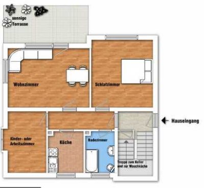 Sonnige 3-Zimmer-Hochparterre-Wohnung mit Balkon in Erlangen Tennenlohe