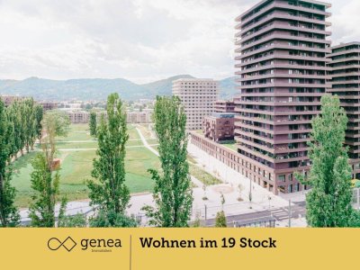 Wohnen im 19 Stock mit Schlossbergblick - Graz Reininghaus - Raumhöhe 3,10 m - Hauseigener Spa Bereich