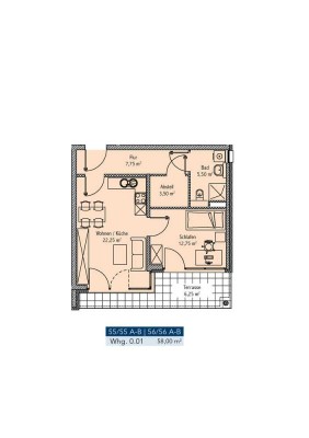 Terrasse, Sonne und Wasser. 2 Zimmer Wohnung wartet auf Sie!