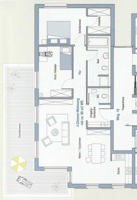 Zentral und dennoch ruhig gelegene 3-Zimmer Wohnung im Herzen von Heilbronn, 3. OG, EBK, Balkon
