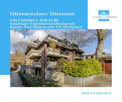 EIN FUSSWEG ZUR ELBE - Gepflegte Eigentumswohnung mit Kamin, Süd-Balkon, TG-Stellplatz in Sackgasse!
