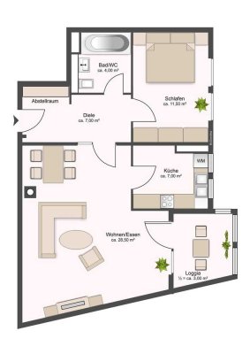 Preissenkung!! 2-Zi.Wohnung mit xxL-Süd-Ost-Loggia in Taufkirchen