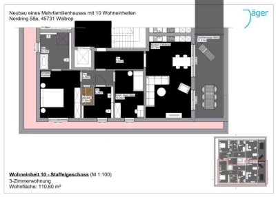 Erstbezug! Exklusive 3-Zimmer-Penthousewohnung mit Dachterrasse & Gäste-Bad in Waltrop-Zentrum
