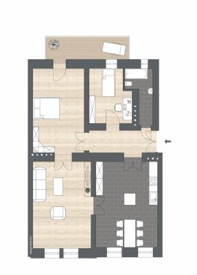 Modernisierter Altbau mit Wohn-Ess-Küche, 3 Zimmer und nähe Lendplatz -&gt; Top 1