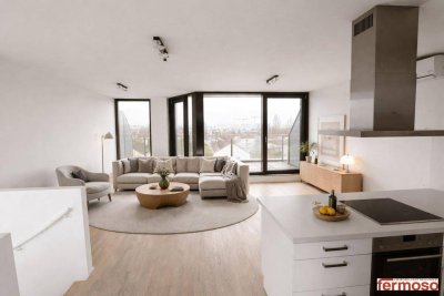 Moderne DG-Maisonette auf 2 Ebenen mit 3 Terrassen und Weitblick (Donau &amp; Berge) | U1 Nähe