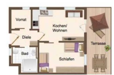 Freundliche 2,5-Zimmer-EG-Wohnung mit Einbauküche in Lottstetten