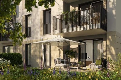 Lichtdurchflutete 3-Zimmer-Gartenoase mit Westterrasse am Naturschutzgebiet + in Kürze bezugsfertig