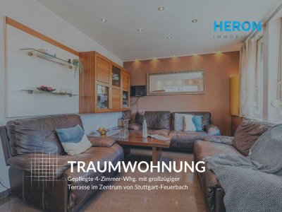TRAUMWOHNUNG - Gepflegte 4-Zimmer-Whg. mit großzügiger Terrasse im Zentrum von Stuttgart-Feuerbach