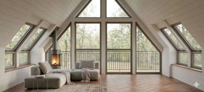 Penthousefeeling als Maisonette im Jugendstilhaus // Kamin// Panoramafenstern und Balkon