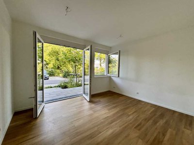 Moderne 1-Zimmer-Wohnung mit großer Terrasse und Einbauküche – ideal für Singles oder Pendler