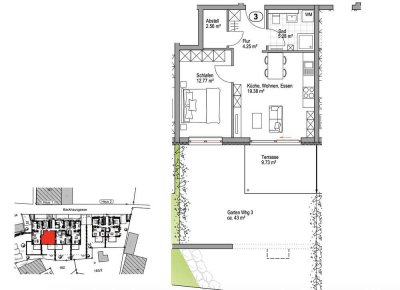 Erstbezug: 2-Zimmer-Erdgeschosswohnung mit EBK und Garten in Langenbrettach