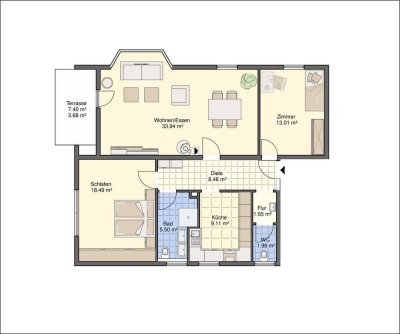 Großzügige 3 Zimmer ETW *Garten*Terrasse*Doppelgarage*Hobbyraum*Werkstatt*
