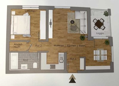 Moderne 2-Zimmer-Wohnung mit Loggia und Einbauküche in Hanau-Kesselstadt