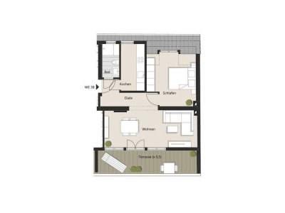 Lichtdurchflutete 2-Zimmer-Wohnung mit Terrasse und Domblick! WE 38