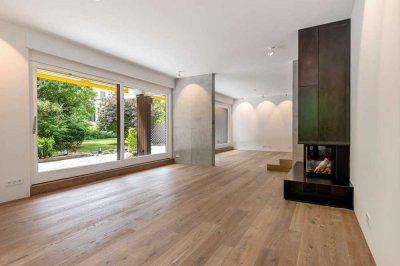 Luxuriös sanierte 3-Zimmer-Terrassenwohnung mit Kamin am Schwabinger Bach